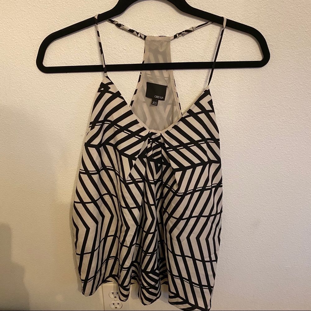 Greylin Geometric Chevron Striped Top
